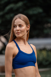 Sauda Top Azul Marino — Seamless con Actitud para Entrenar