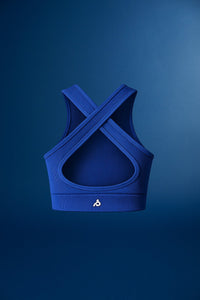 Liora Top Azul Marino — Tiras Cruzadas y Soporte Deportivo